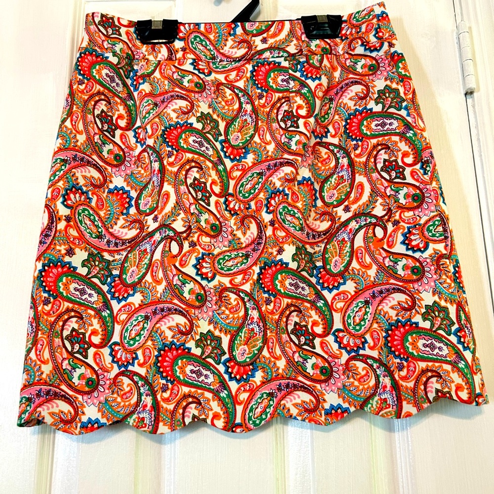 Talbots Skirt Petite Size 2 Paisley Print and Scallop edge